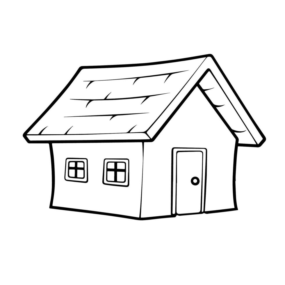 Rustic hut outline icon. vector