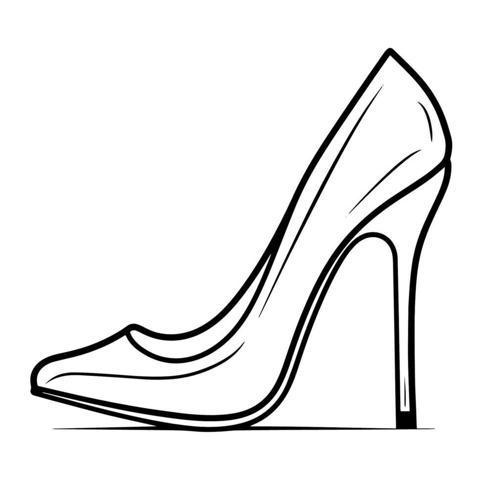 Chic high heel outline icon. vector