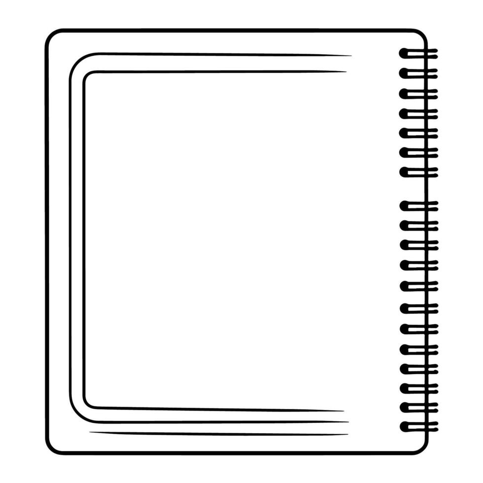 Sleek notebook outline icon for stationery designs. vector