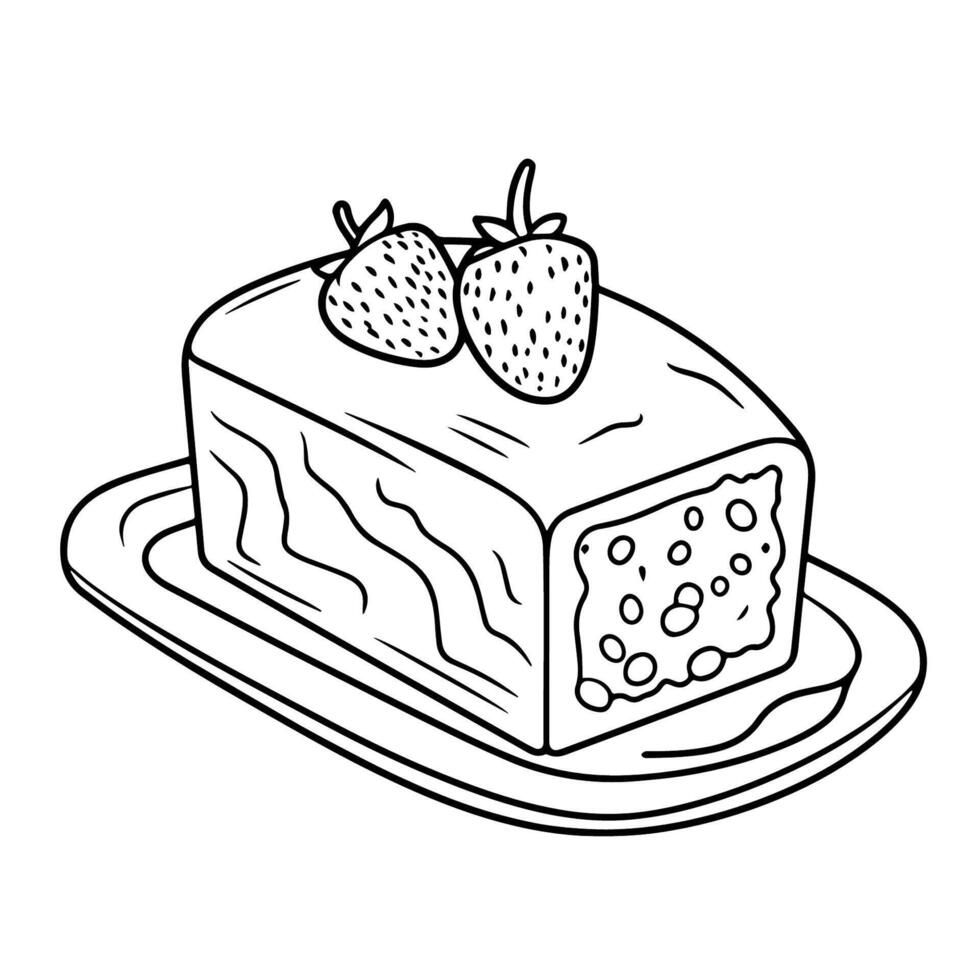 Delightful strawberry cake icon outlined in format for sweet designs. vector