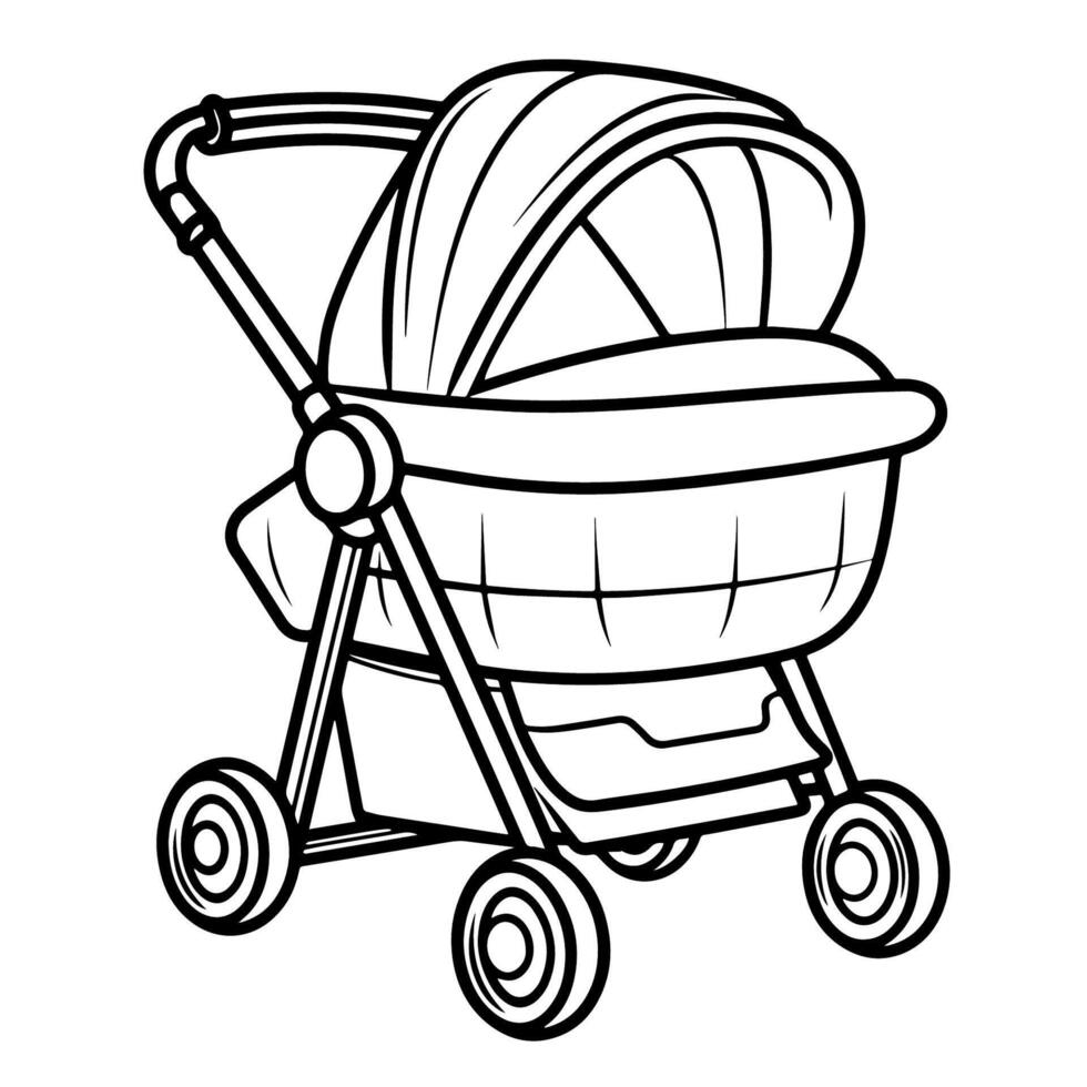 illustration of a stroller outline icon, ideal for baby-related design projects. vector