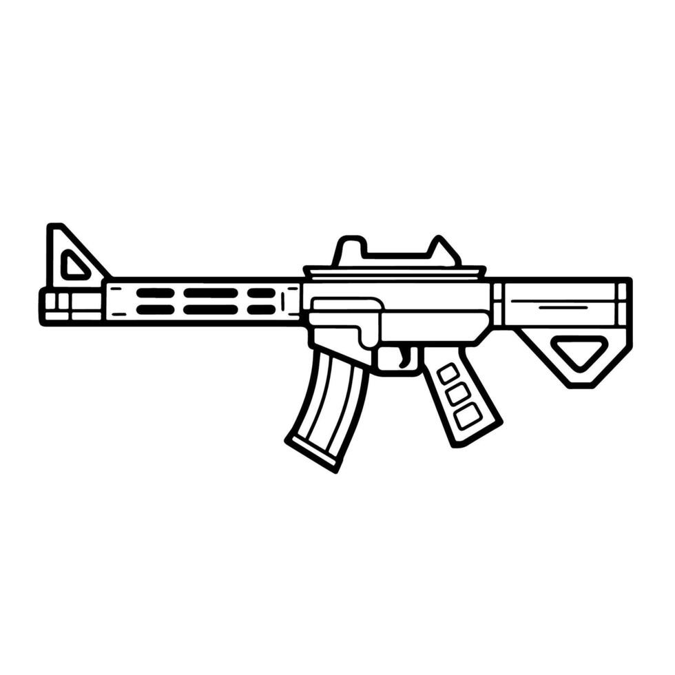 Sleek AR rifle outline icon. Explore graphics for firearms. vector