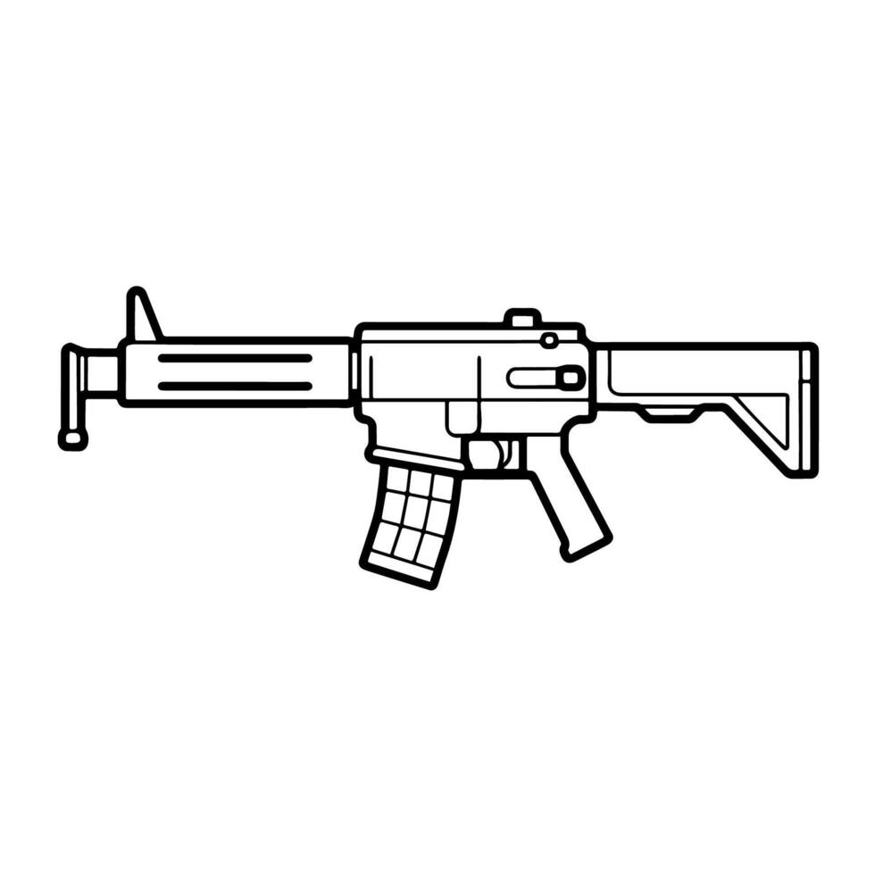 Sleek AR rifle outline icon. Explore graphics for firearms. vector