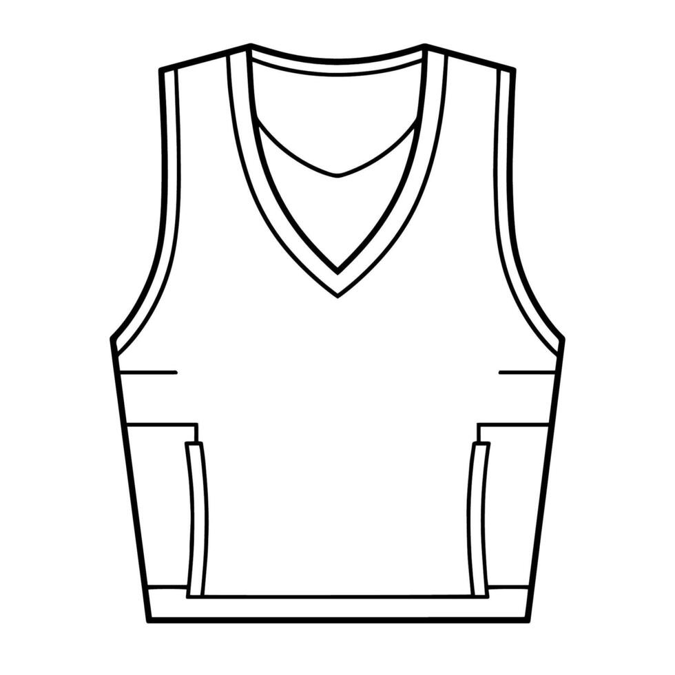 Sleek basketball jersey icon. Striking outline illustration. vector