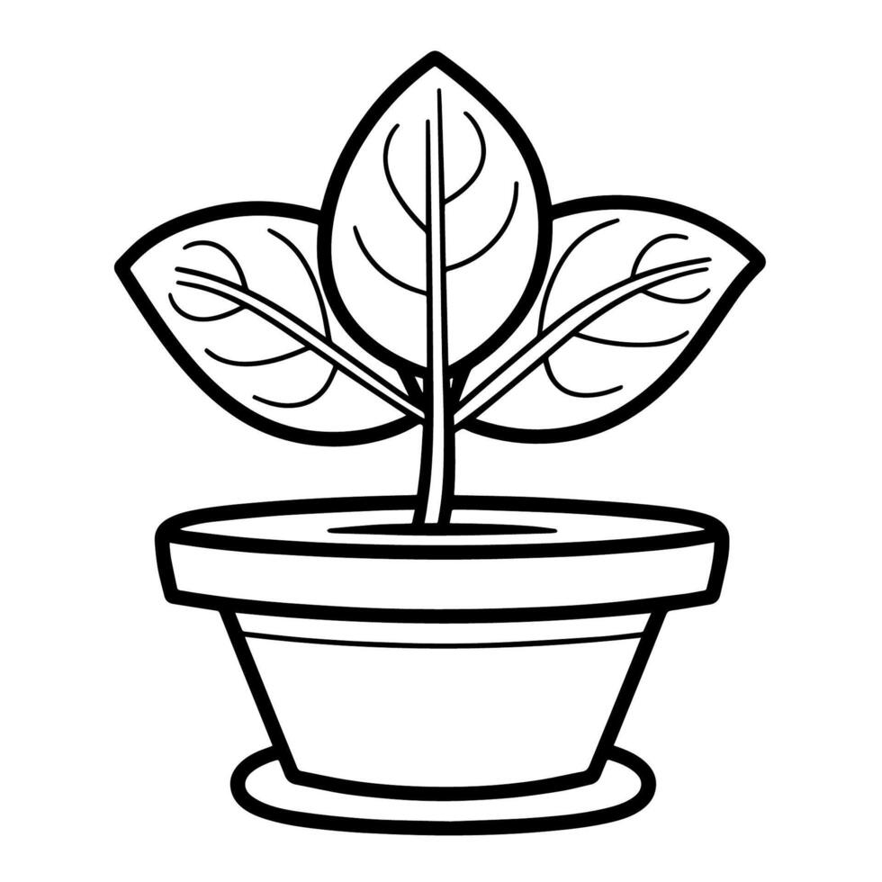 outline icon of basil herb. vector