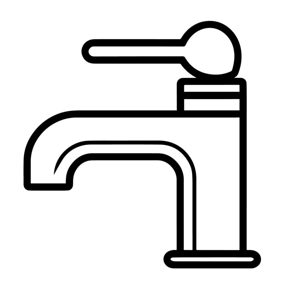 Sleek outline icon of a basin faucet, suitable for plumbing graphics. vector