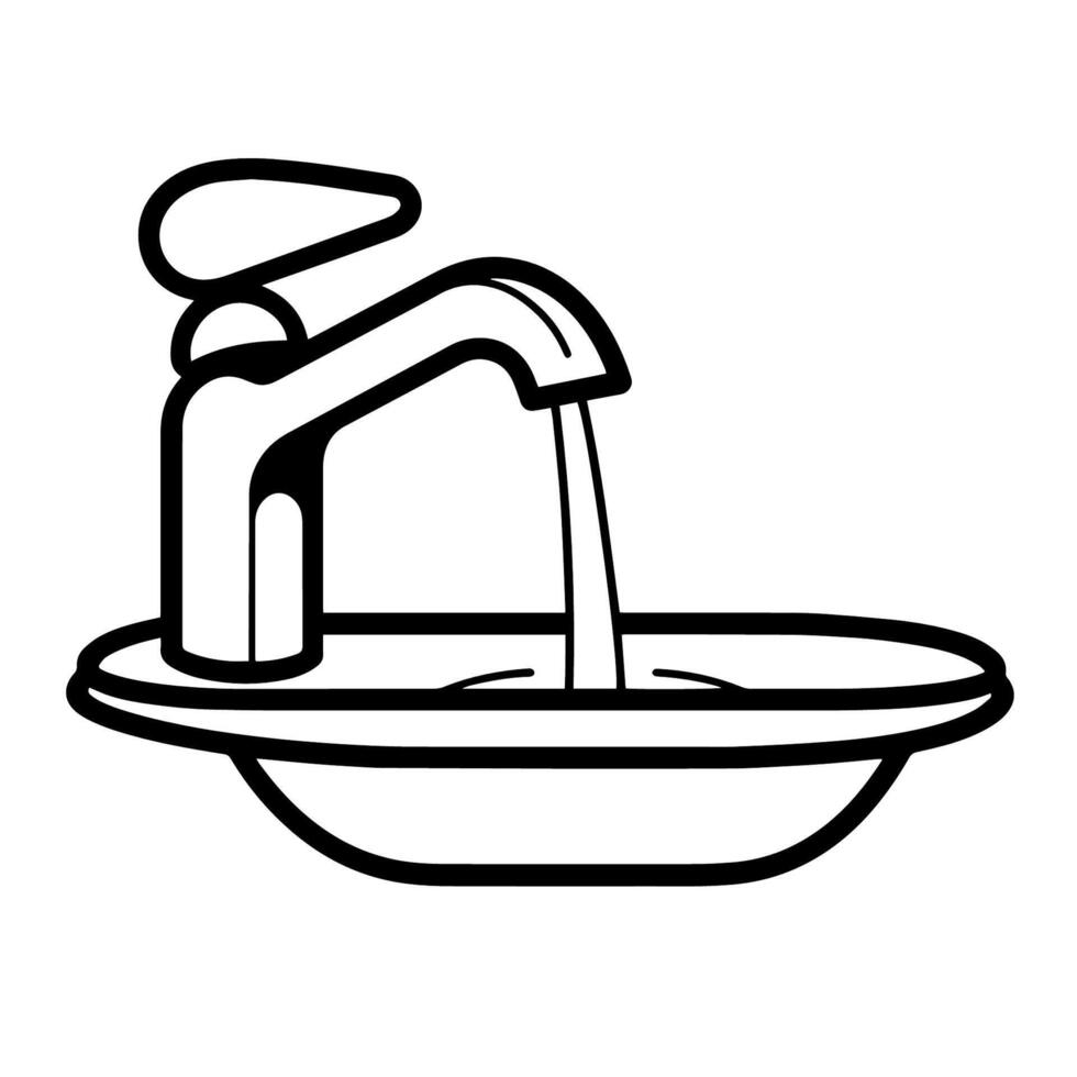 Sleek outline icon of a basin faucet, suitable for plumbing graphics. vector
