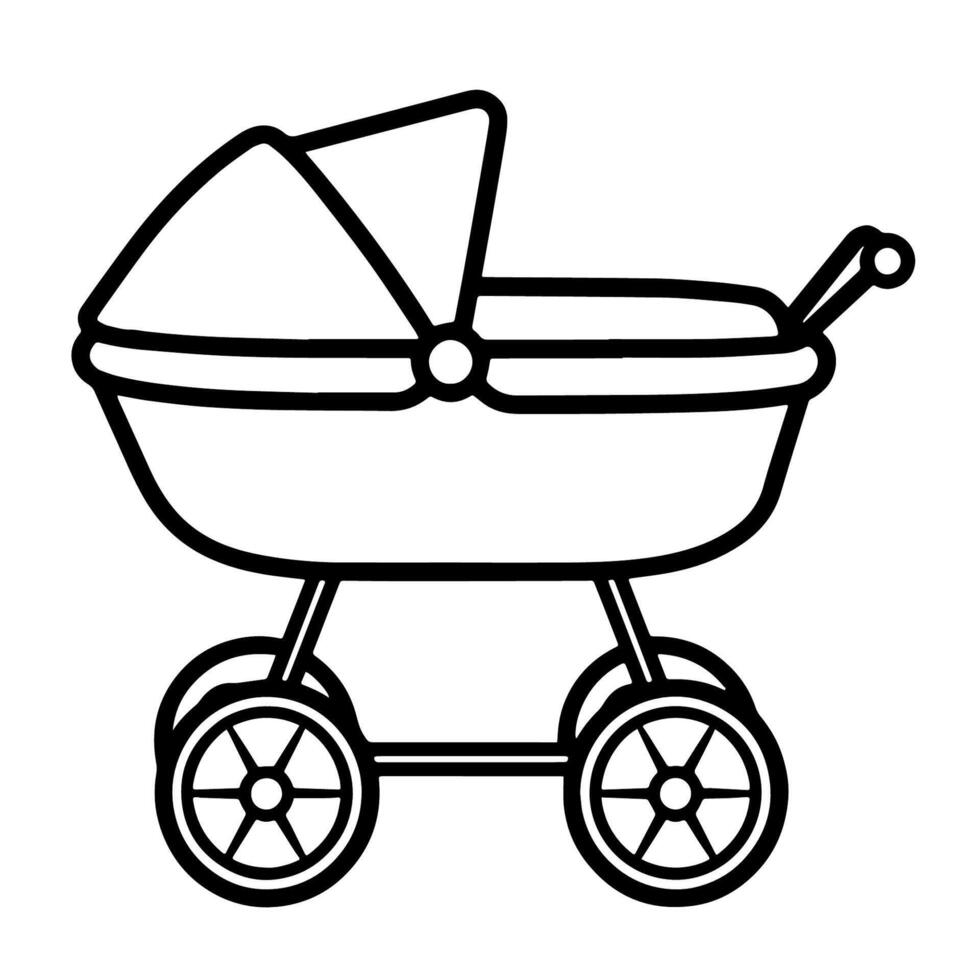 outline icon of baby buggy. vector