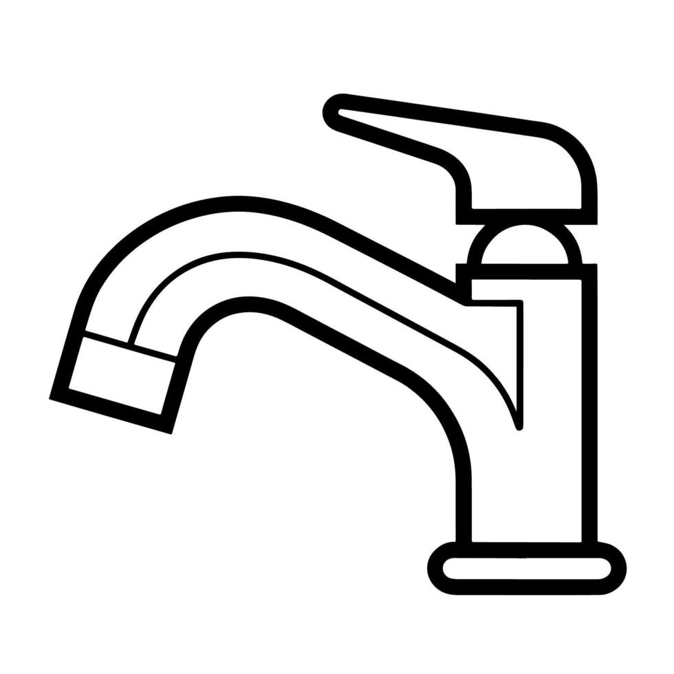 Sleek outline icon of a basin faucet, suitable for plumbing graphics. vector
