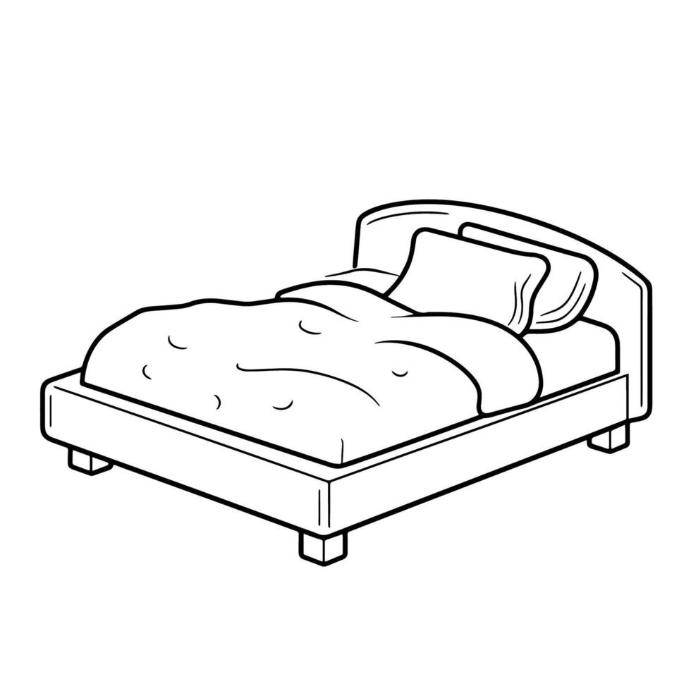 Sleek bed outline icon for minimalist designs. vector