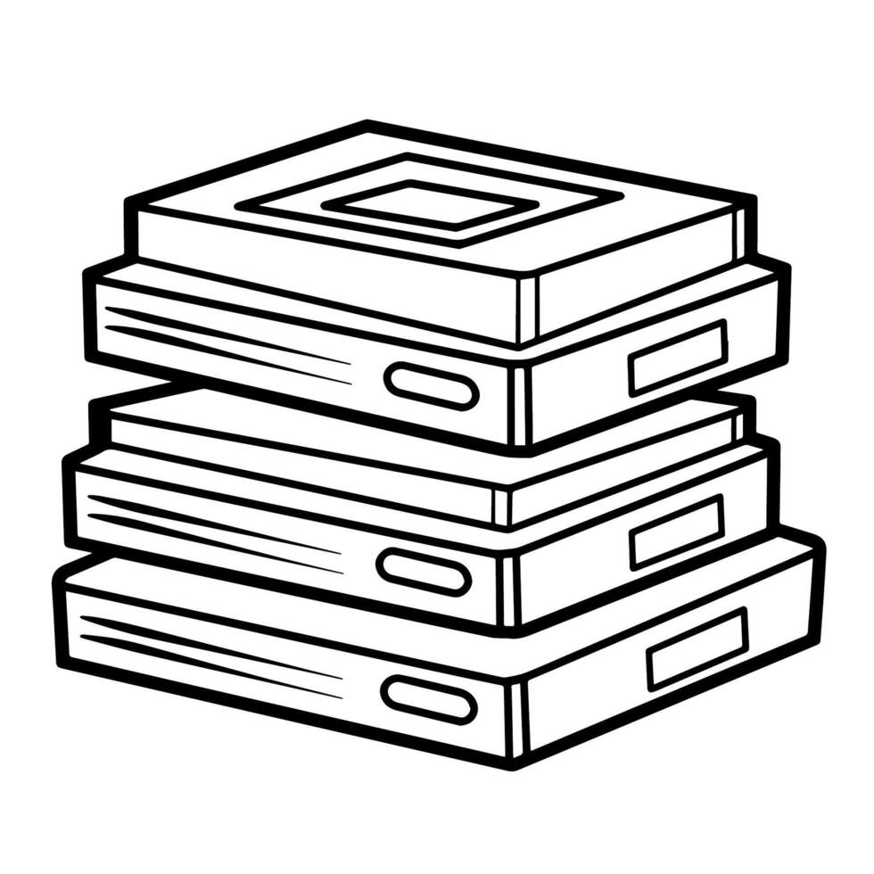 icon of a stack of books in outline style. vector