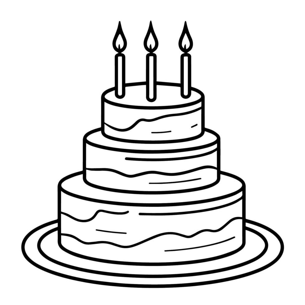 Festive outline icon of a celebration cake for joyful designs. vector