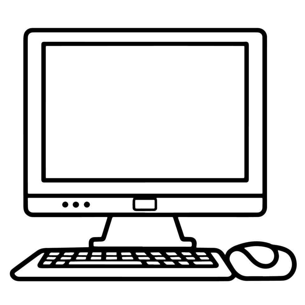 outline of a computer icon, ideal for technology-related designs. vector