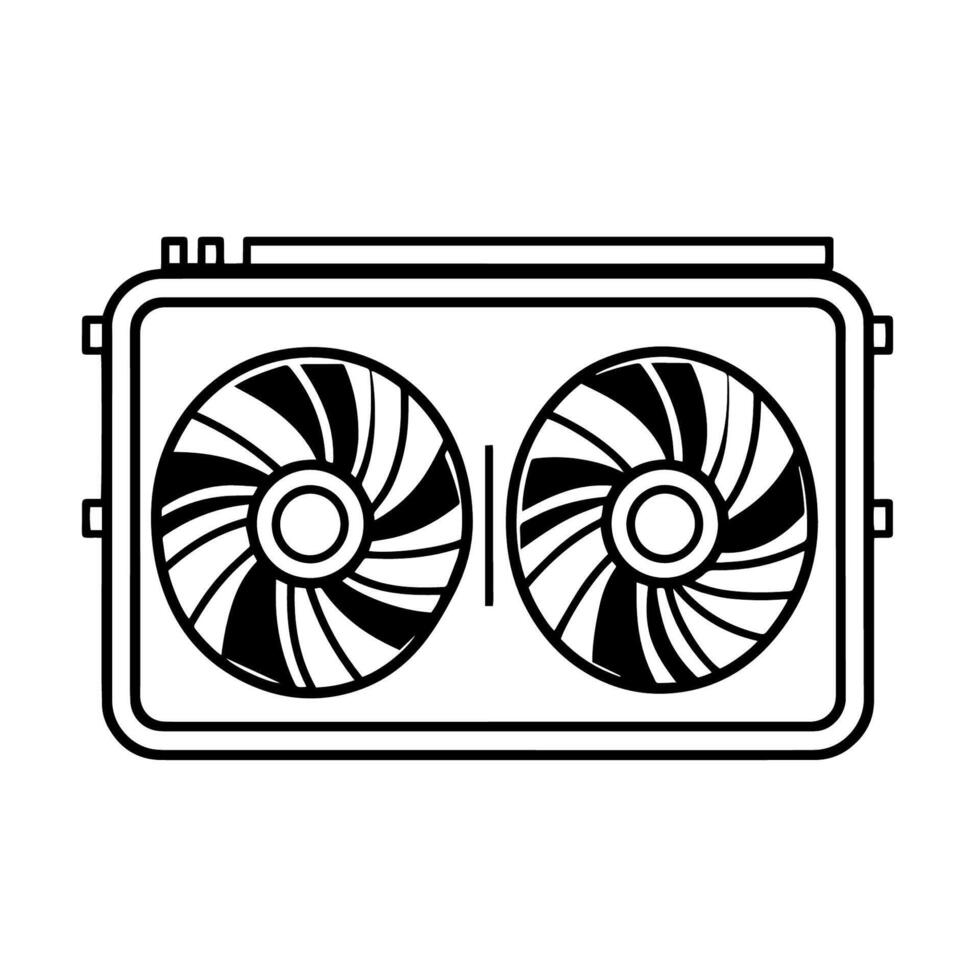 Sleek outline icon of a graphic card, perfect for computer hardware designs. vector