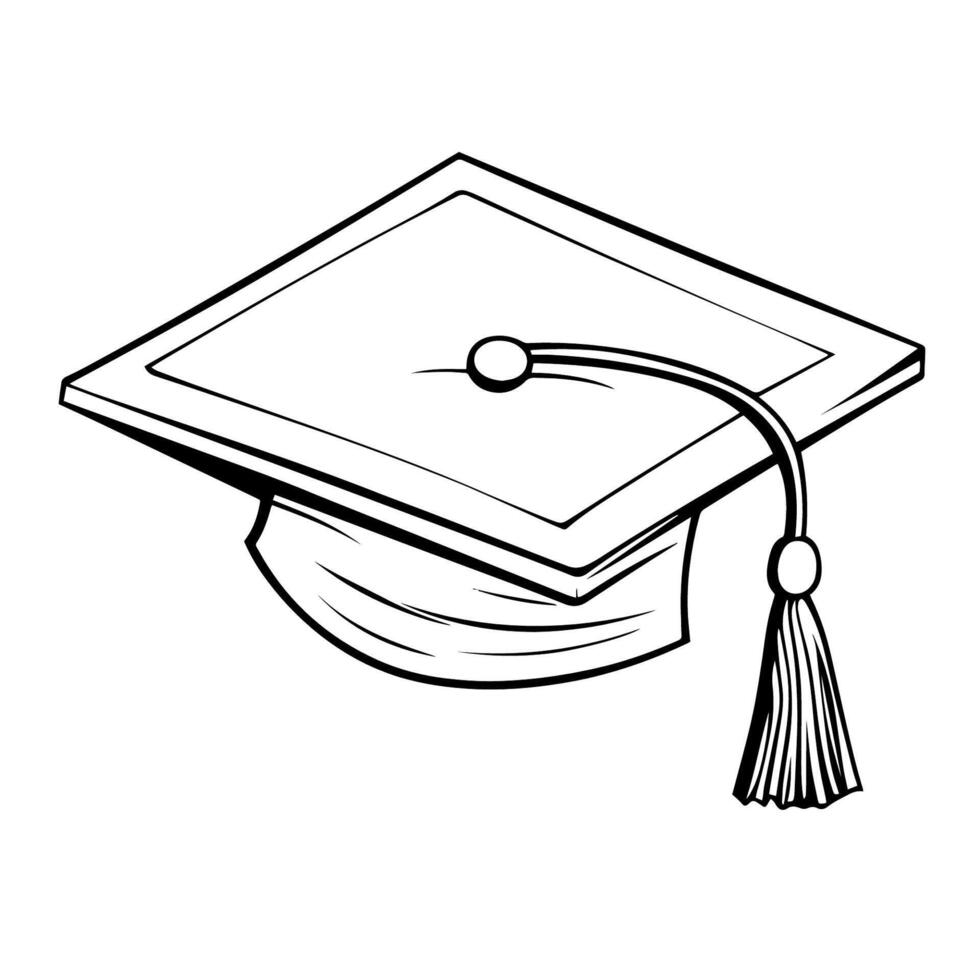 Iconic outline icon of a grad school hat, perfect for academic designs. vector