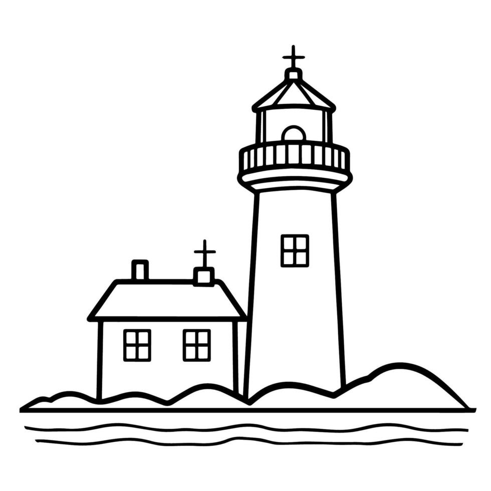 Majestic lighthouse outline icon. vector