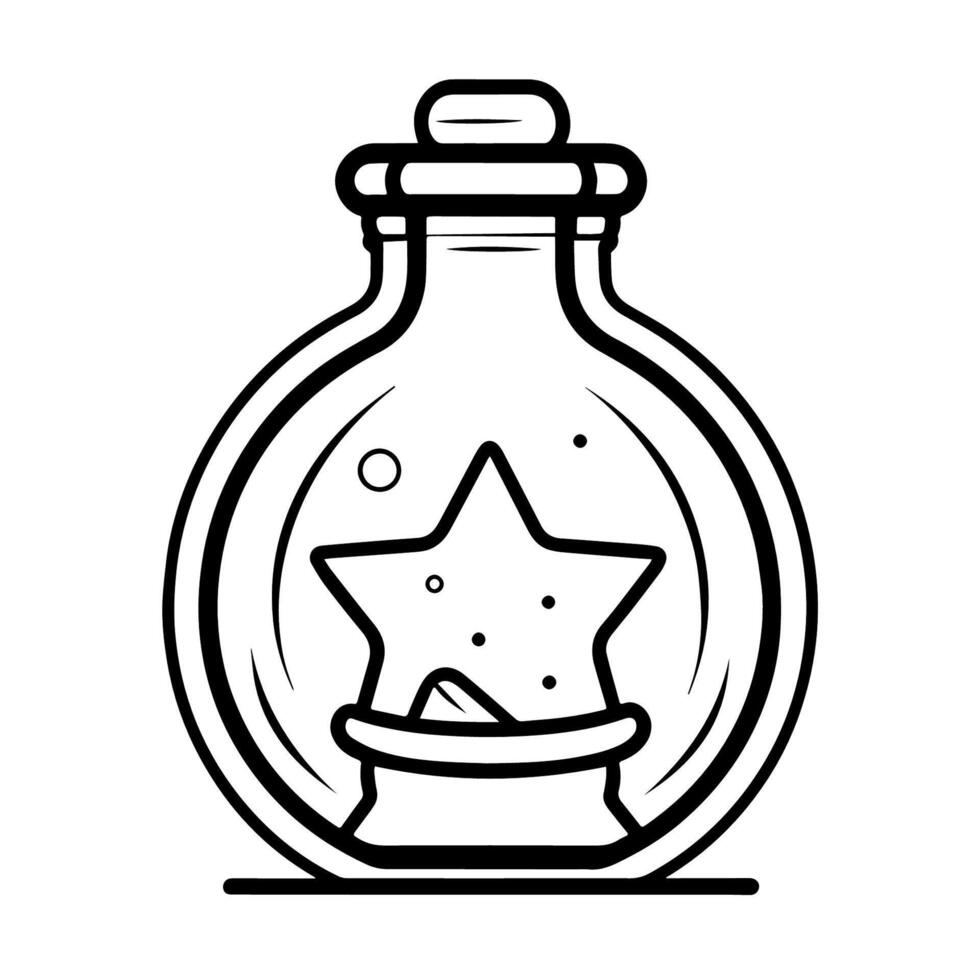 Captivating magic potion outline icon for mystical themes. vector