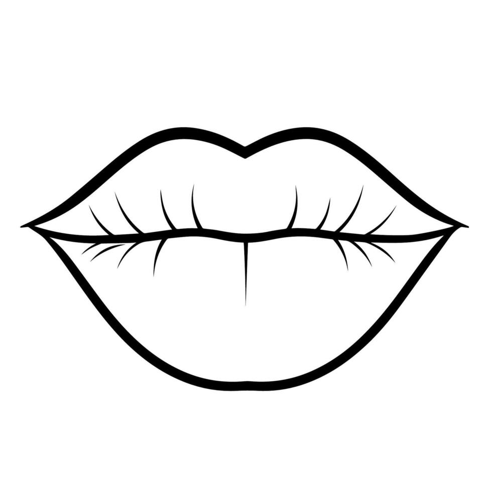 Minimalistic outline icon of lips. vector
