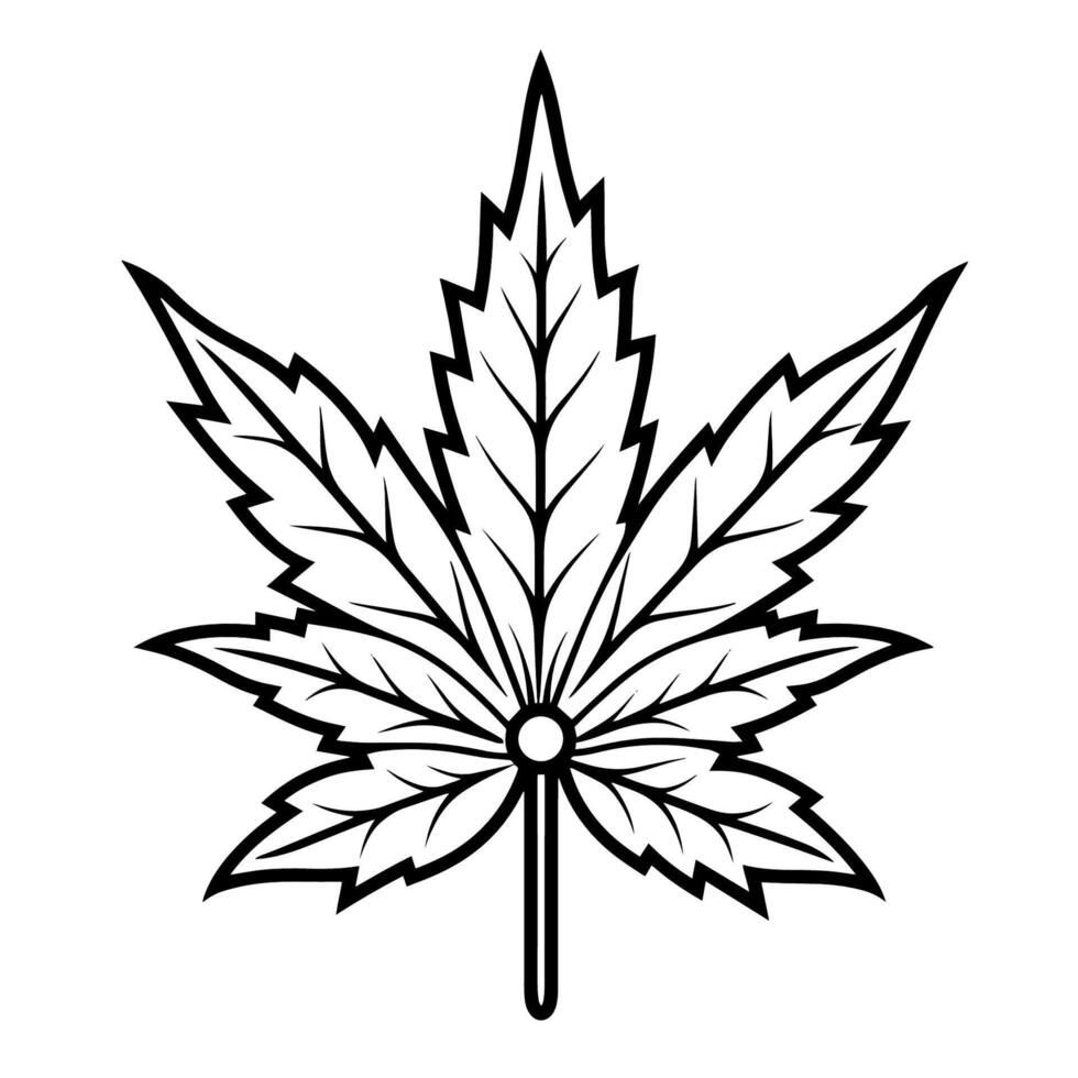 Sleek outline icon of a marijuana leaf. vector