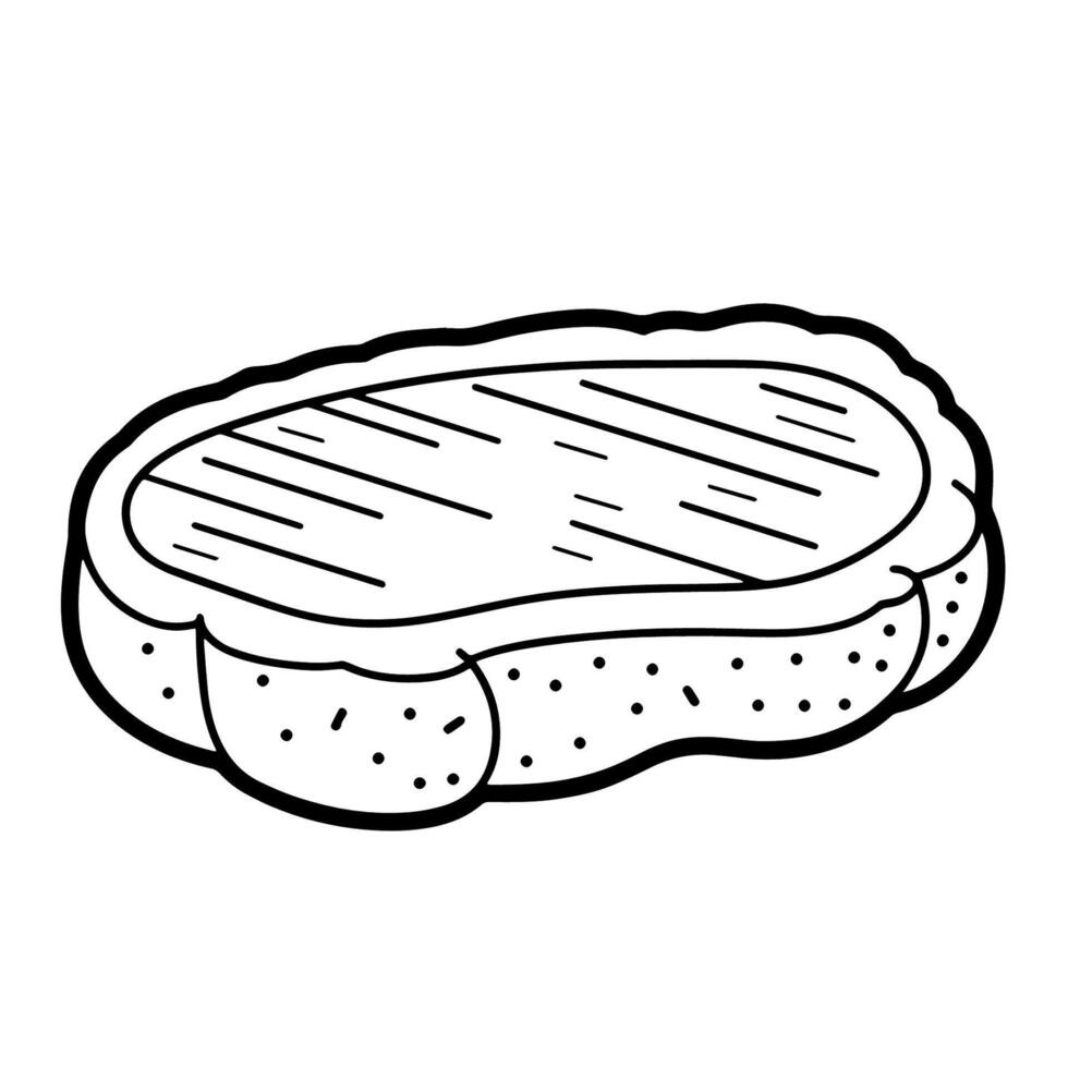 Sharp outline icon of a meat steak. vector