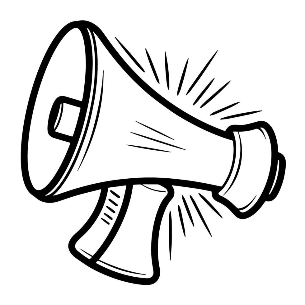 Bold megaphone outline icon for versatile designs. vector