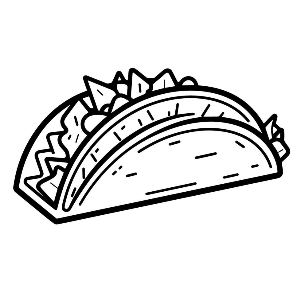 outline icon of Mexican tacos for culinary designs. vector