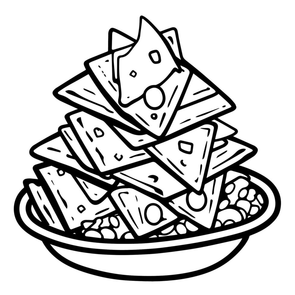 outline icon of nachos for culinary designs. vector