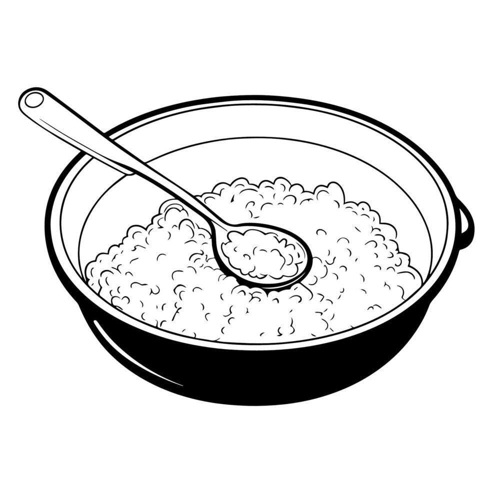 Modern oatmeal pan outline icon ideal for culinary designs. vector