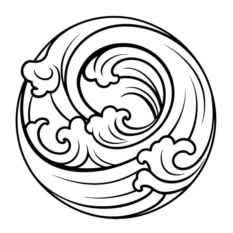 Sleek ocean wave outline icon for marine-themed designs. vector