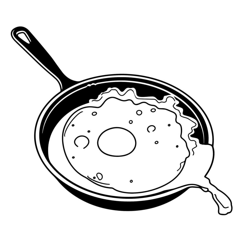 Simple pan-fried egg outline icon for breakfast designs. vector