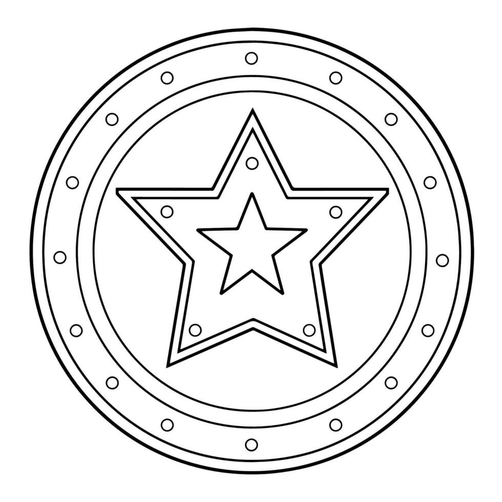 outline icon of a round army shield for military designs. vector