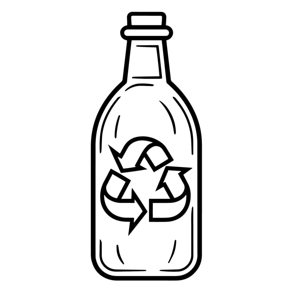 Simple recycle plastic bottle outline icon for eco designs. vector