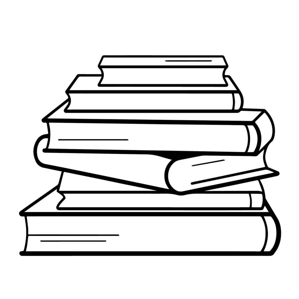 outline icon of a stack of books, ideal for education designs. vector