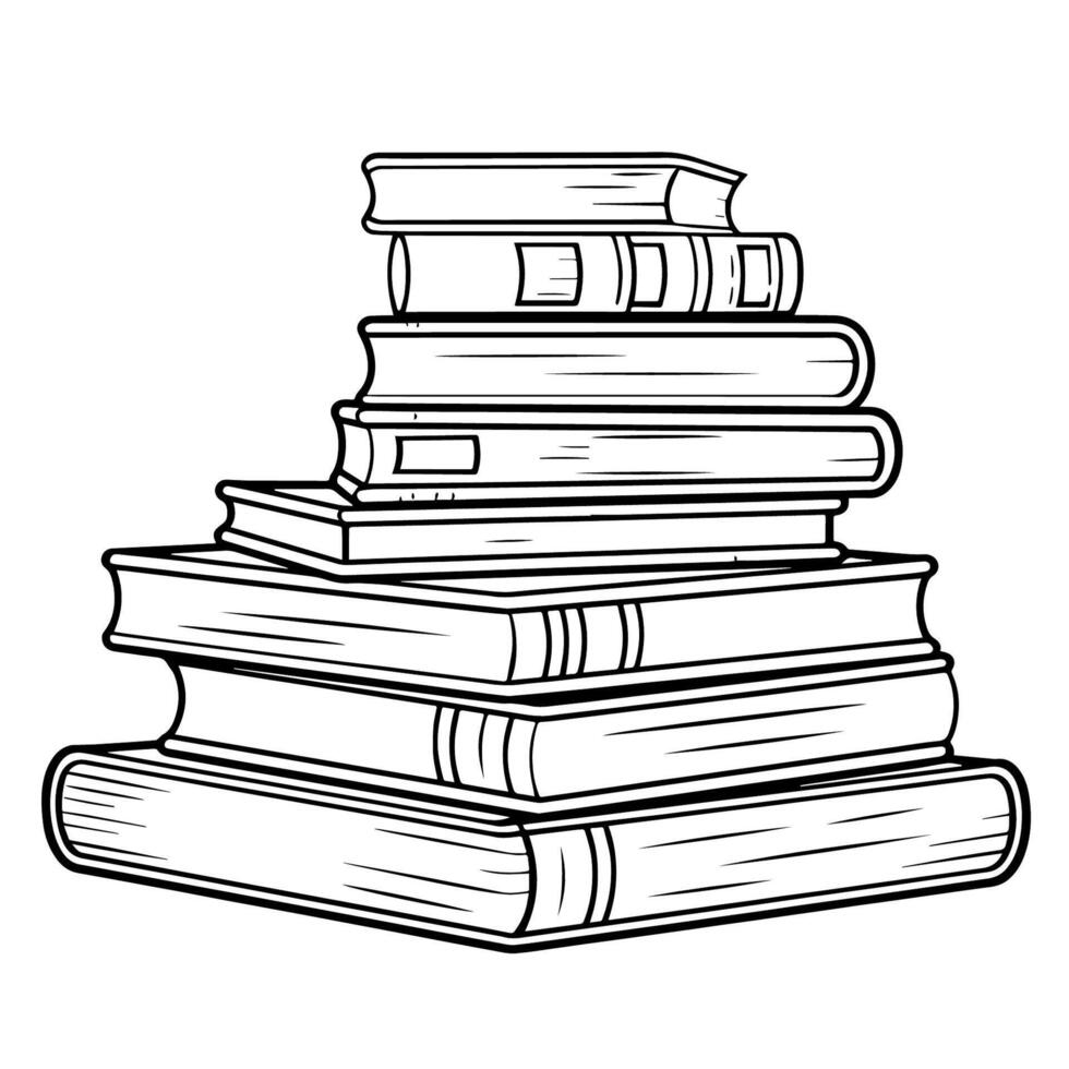 outline icon of a stack of books, ideal for education designs. vector