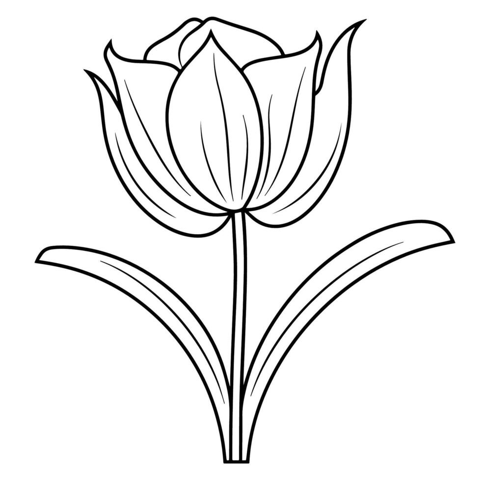 outline icon of a tulip for floral designs. vector