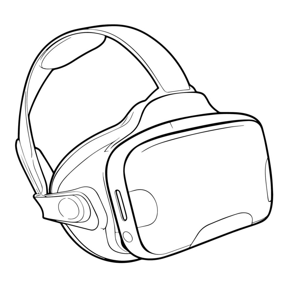 outline icon of a virtual reality headset for tech designs. vector