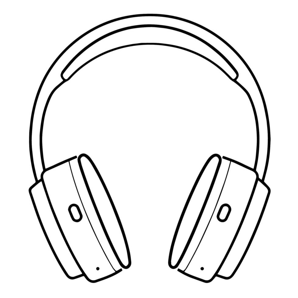 Streamlined wireless headphones icon in outline, ideal for tech illustrations. vector