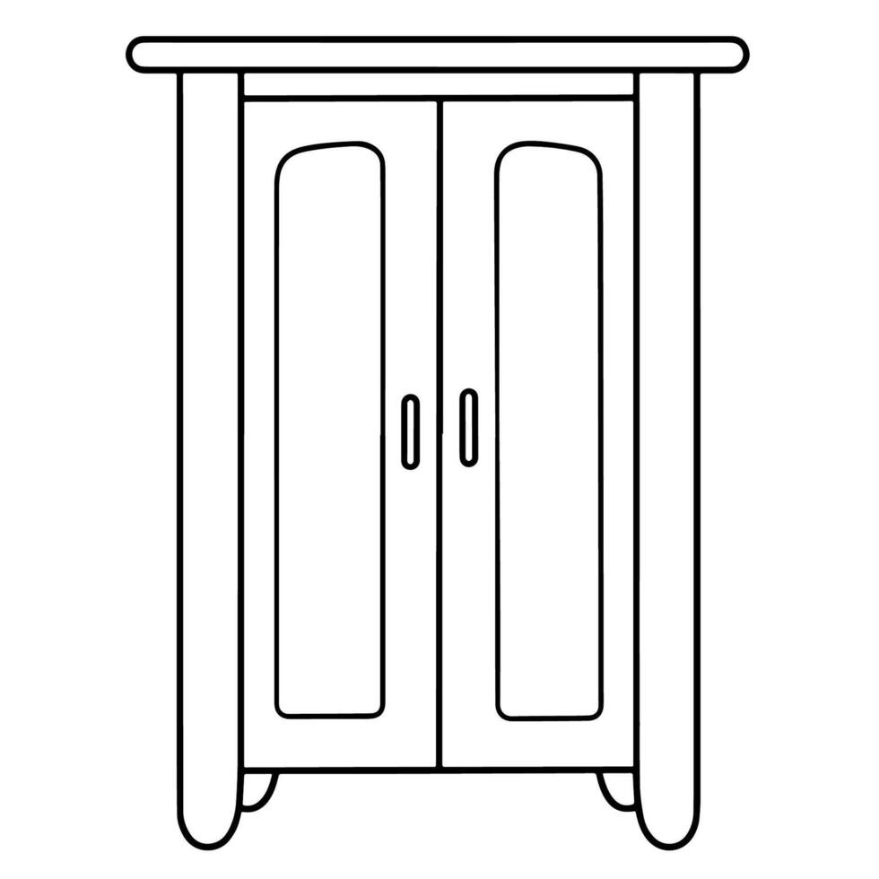outline icon of a wooden cabinet for furniture designs. vector