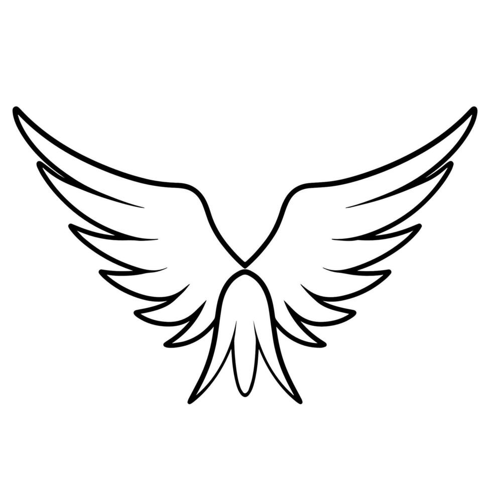outline icon of wings for aviation or angelic designs. vector