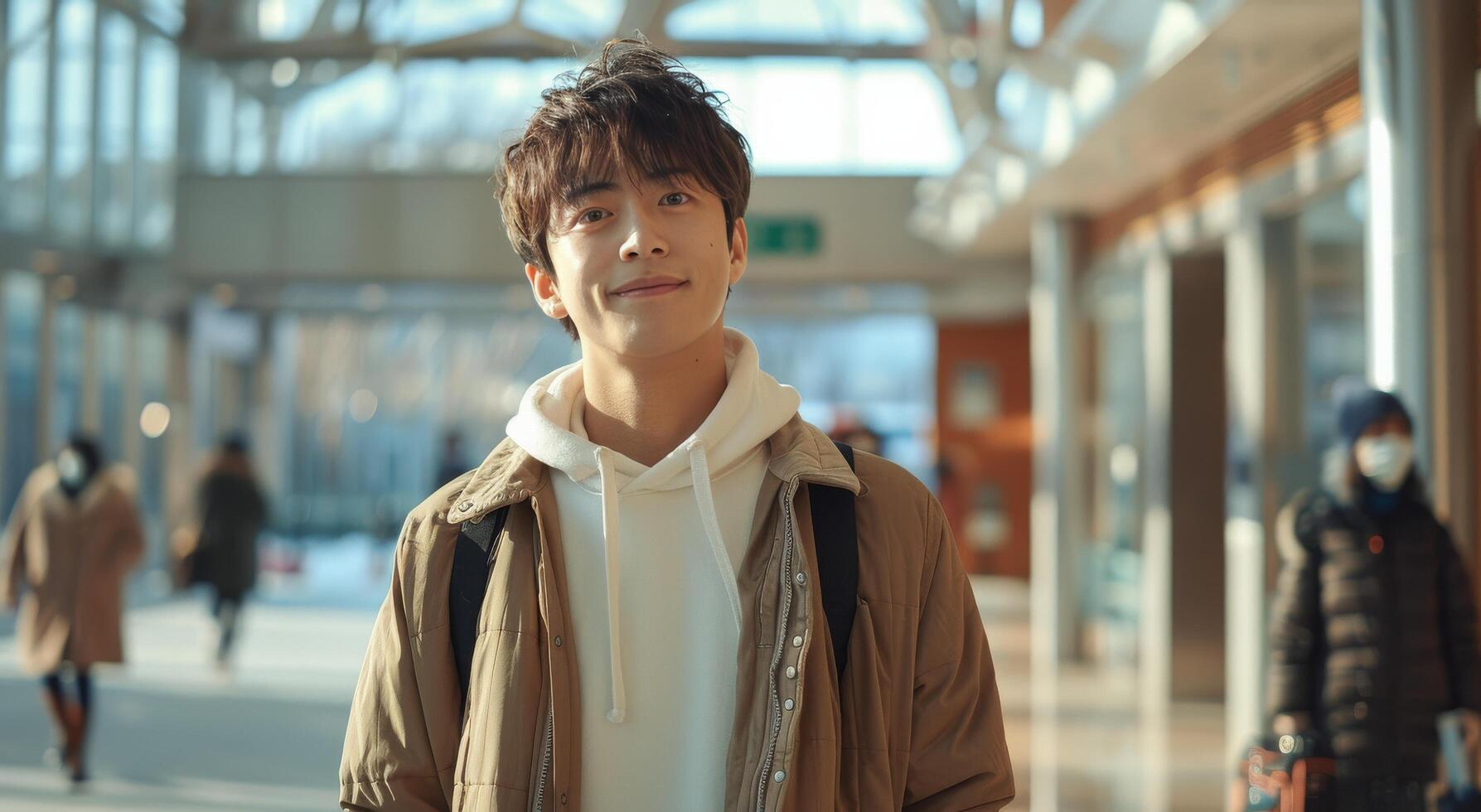 Young Man Standing in Airport Terminal photo
