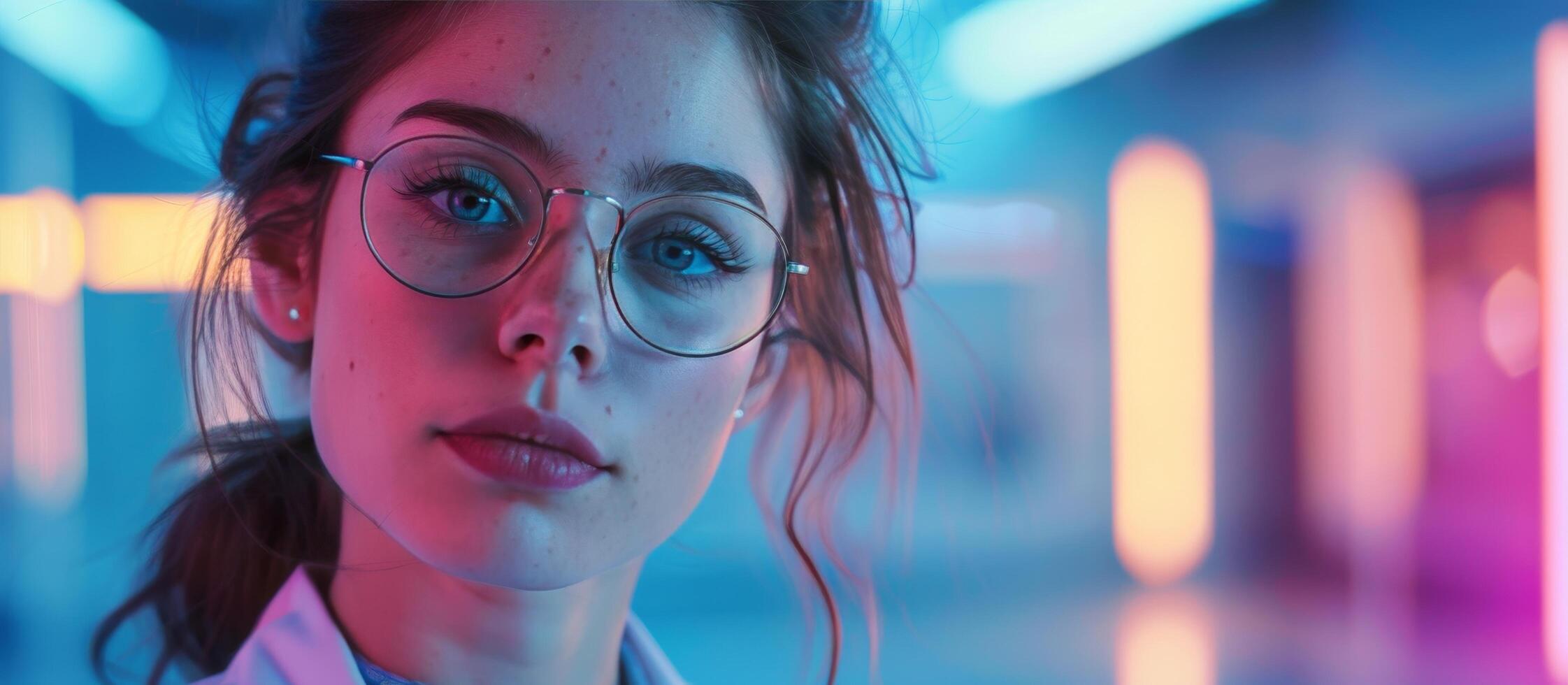 Woman Wearing Glasses and White Shirt photo