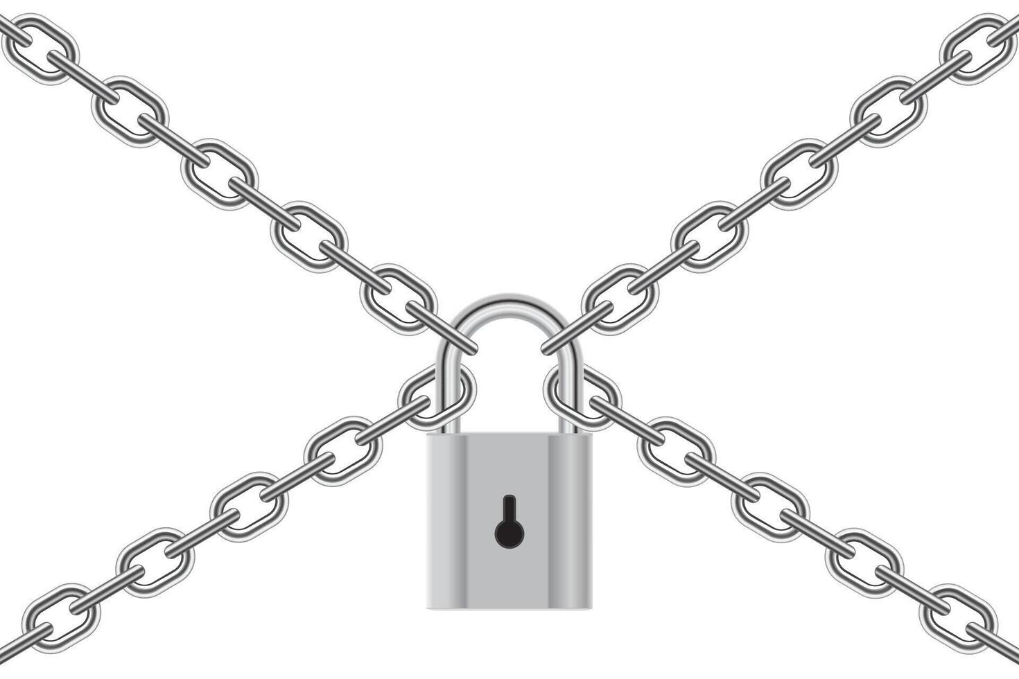 3d design illustration of padlock with chain isolated on white background. vector