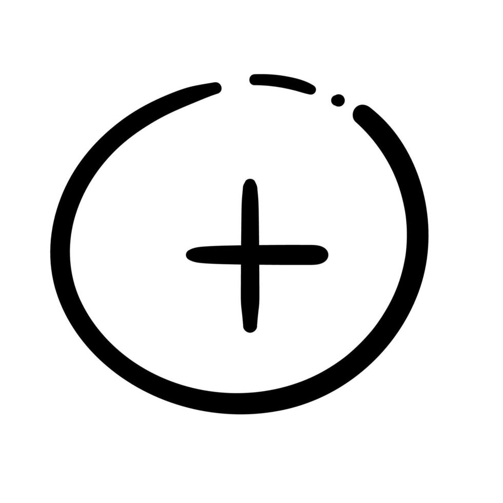 add new icon hand draw style black color vector
