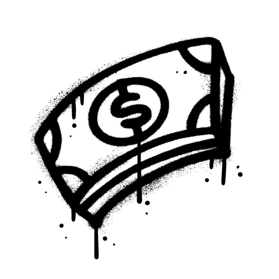 Spray Painted Graffiti stack of dollars icon Word Sprayed isolated with a white background. Urban graffiti cash icon with over spray in black over white. textured illustration. vector