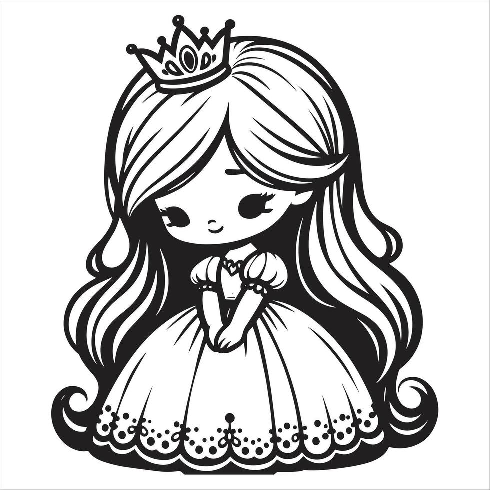 Princess coloring book office girl cartoon doodle kawaii anime cute illustration drawing clipart character vector