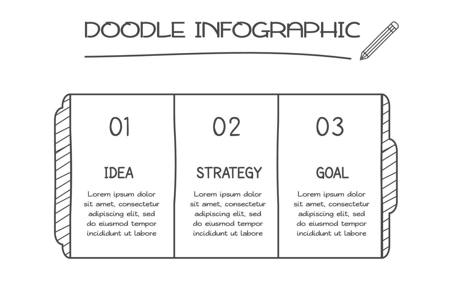Doodle infographic elements with 3 options. business template for presentation vector