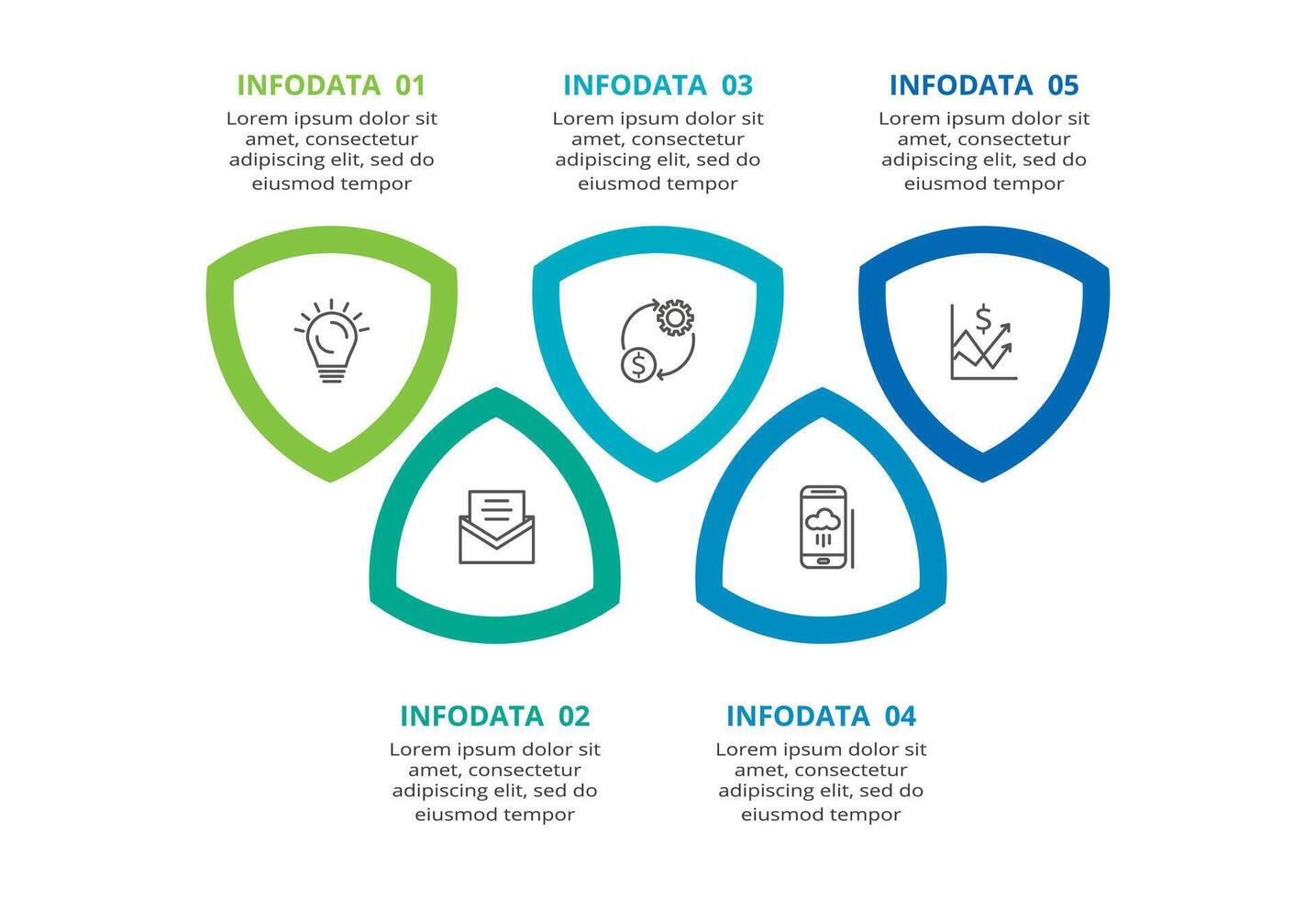 Abstract arrows of graph, diagram with 5 steps, options, parts or processes. business template for presentation vector