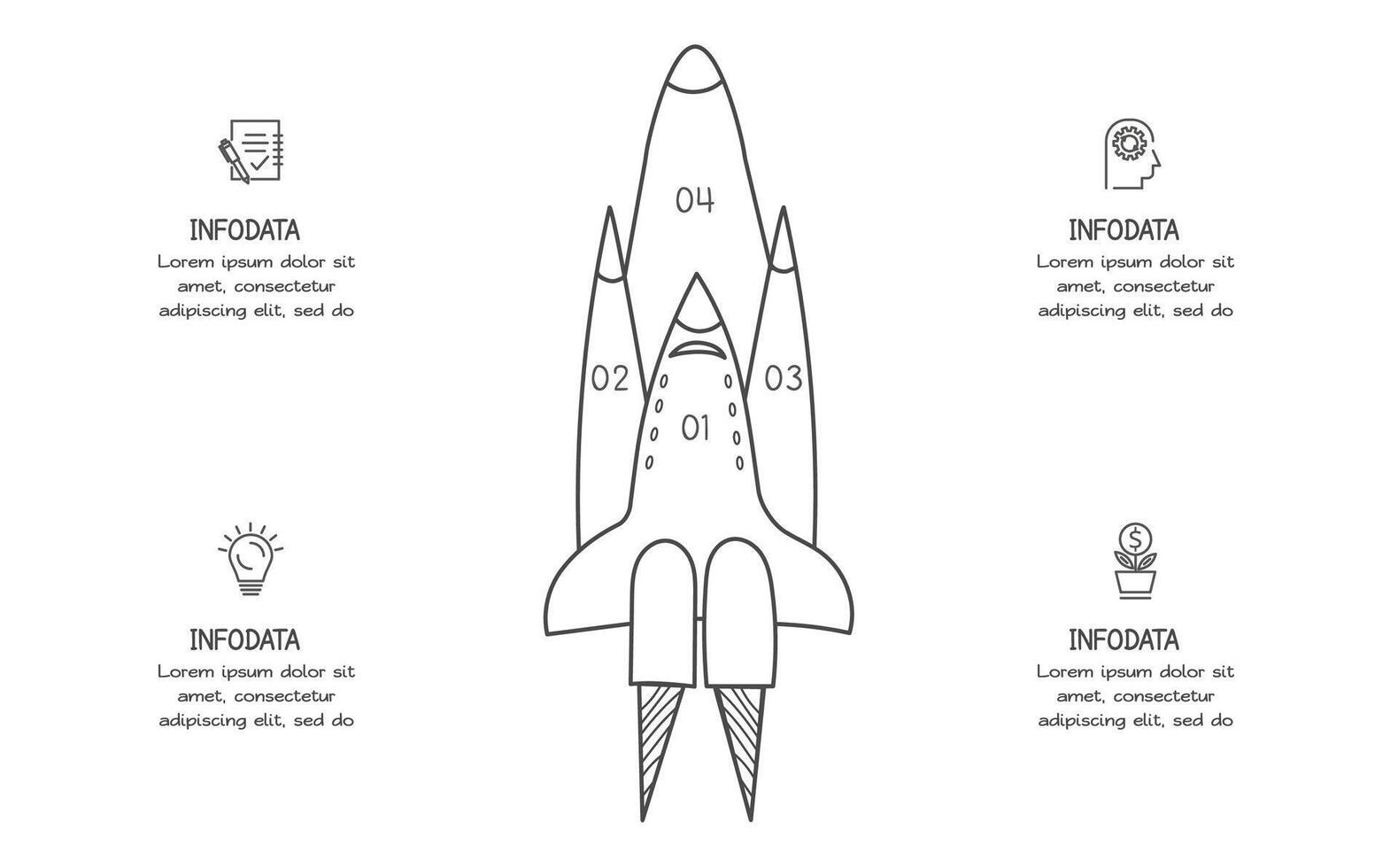 Doodle infographic elements with 4 options. business template for presentation vector