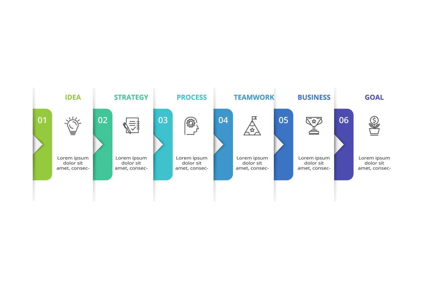 Abstract arrows of graph, diagram with 6 steps, options, parts or processes. business template for presentation vector