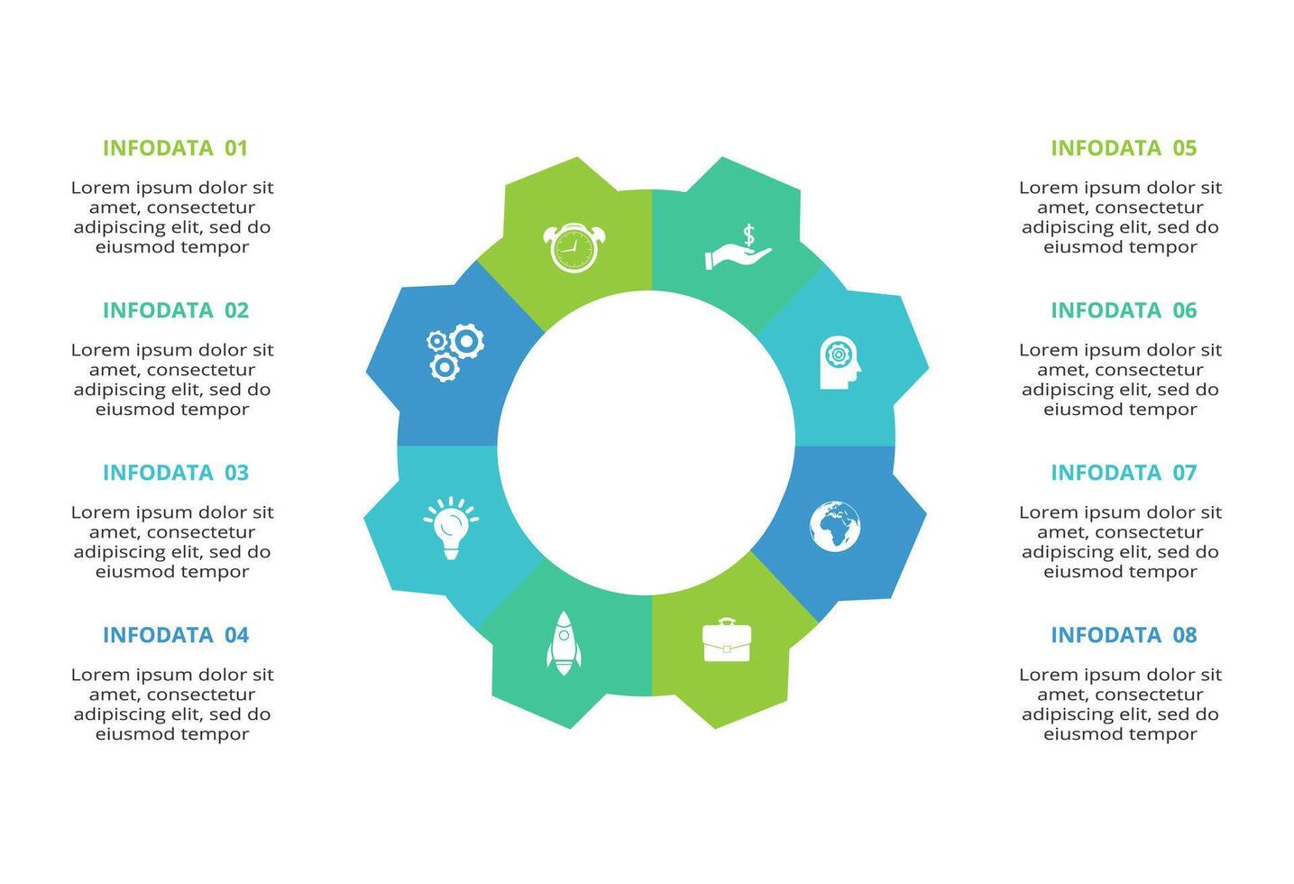Abstract arrows of graph, diagram with 8 steps, options, parts or processes. business template for presentation vector